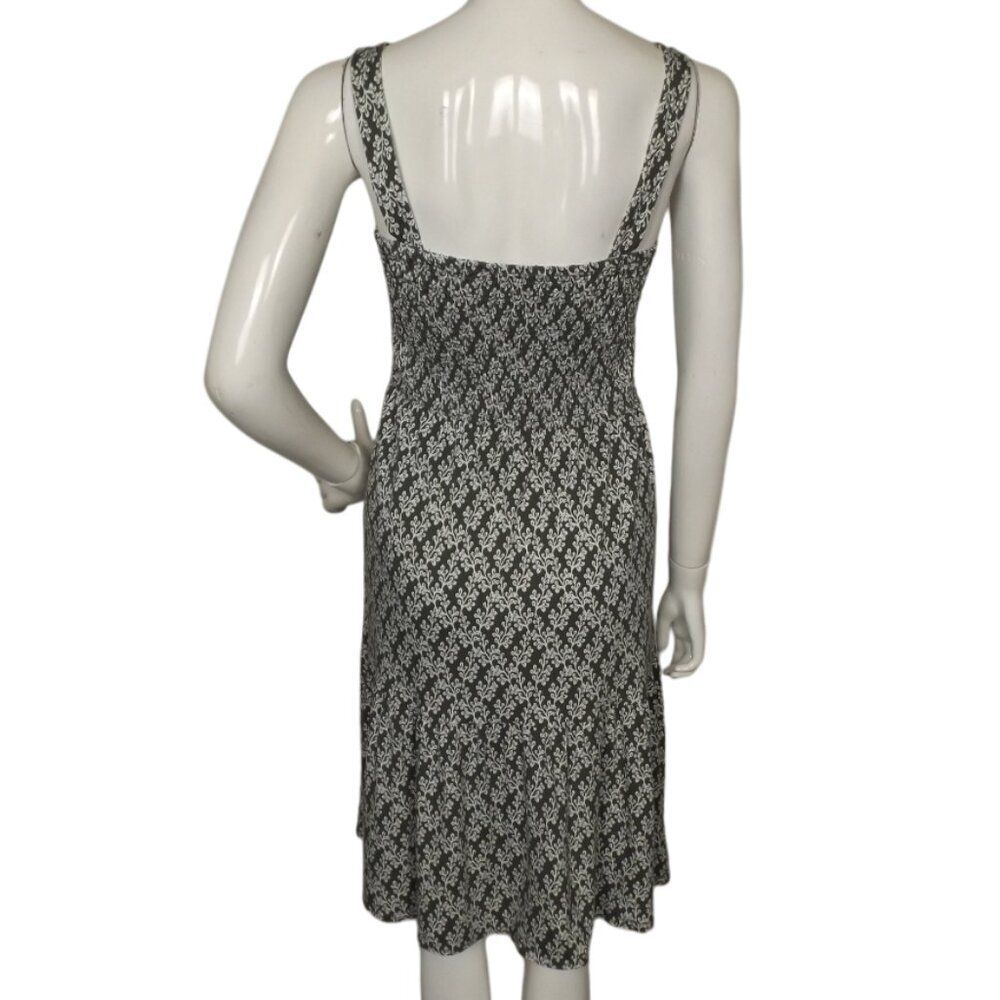 LOFT Summer Dress, S, Smocked Bodice, Straps, Green/White Ivy print,Knee length - Picture 7 of 13